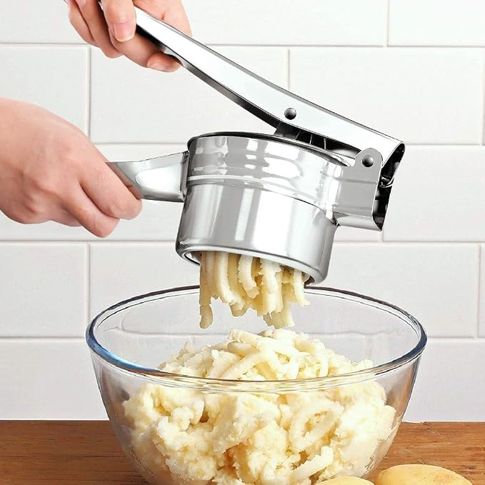 Potato Ricer Masher - Premium Stainless Steel, 3 Interchangeable Discs - Manual Potato Press, Ideal for Fruits, Vegetables, Baby Food Easy to Clean