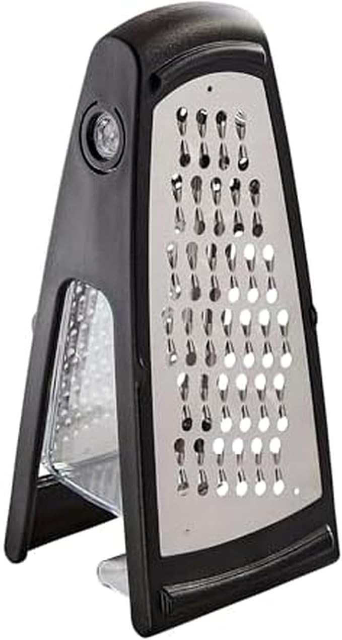 Farberware Professional Box Grater with Container, Stainless Steel Coarse and Fine Blades, Nonslip Base, Easy-Grip Handle, Dishwasher Safe - Cheese, Vegetable, Chocolate Grater with Catch Tray