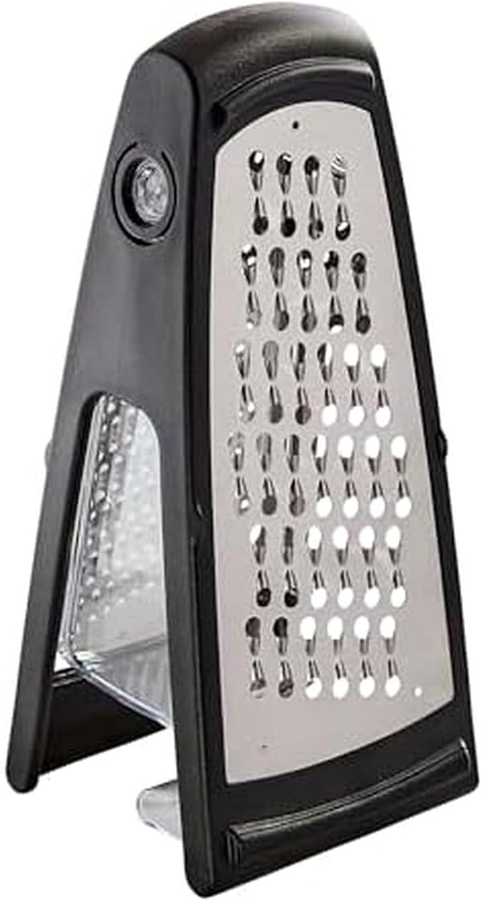 Farberware Professional Box Grater with Container, Stainless Steel Coarse and Fine Blades, Nonslip Base, Easy-Grip Handle, Dishwasher Safe - Cheese, Vegetable, Chocolate Grater with Catch Tray