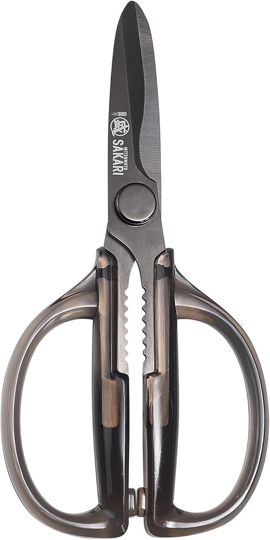 MITSUMOTO SAKARI Detachable Poultry Shears, Clear Acrylic Handle | Titanium-plated 1.4116 stainless steel blades, detachable design, clear acrylic handle for meat, fish, nuts and vegetables