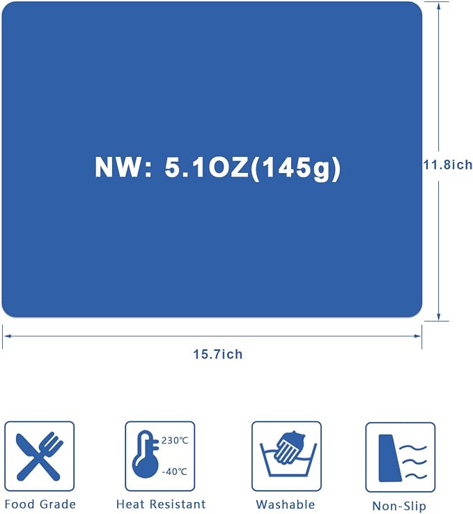 Silicone Placemats, Food-Grade Non-Slip Waterproof, Dining, Countertop Protector, Kitchen Counter Mat, Heat Resistant, Baking mat Dishwasher Safe