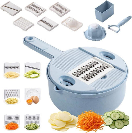 Vegetable Chopper, 2026 Upgraded 12 in 1 Multifunctional Food Chopper with Container, Vegetable Cutter for Onion, Tomato, Salad, Kitchen Gadgets Accessories (blue)