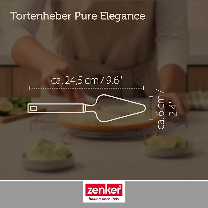 Zenker Pure Elegance Cake Server - 28 cm, Stainless Steel Cake Server with Ergonomic ABS Handle, for Lifting and Serving Delicious Cakes, Pizza etc., Dishwasher Safe & Rustproof