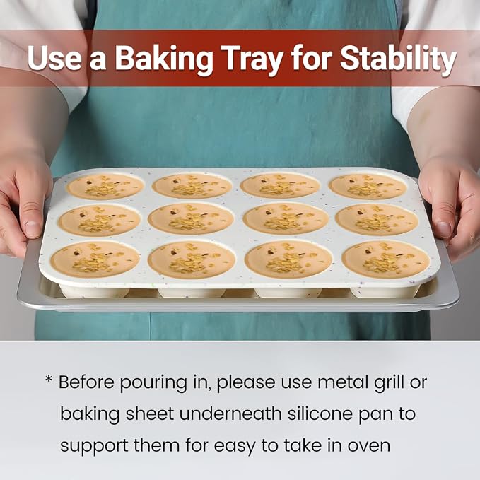 CAKETIME Silicone Muffin Pan, Cupcake Pan 12 Cups Regular Size Muffin Tin Non Stick Muffin Pan for Baking Banana Muffin, Cupcake, Egg Muffin 2 Pack Confetti