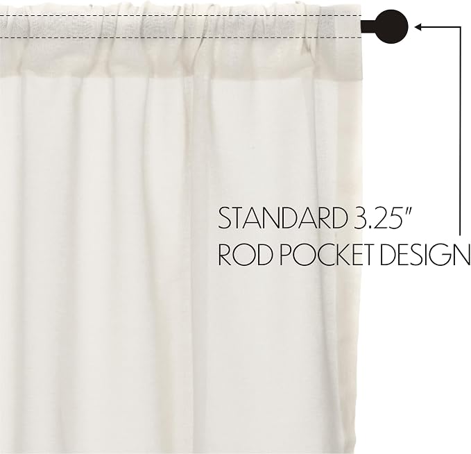 VHC Brands Tobacco Cloth Fringed Farmhouse Decor Kitchen Swag Prairie Panels Door Window Tier Set Curtains for Kitchen Bedroom Bathroom Living Room Dining (Antique White, Classic Swag Set)
