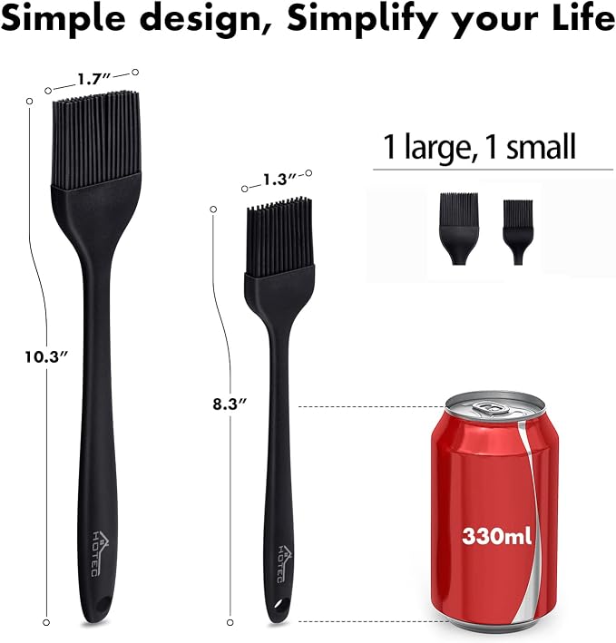 HOTEC Heat Resistant Silicone Basting Pastry Brushes BPA Free, Dishwasher safe, Easy to clean