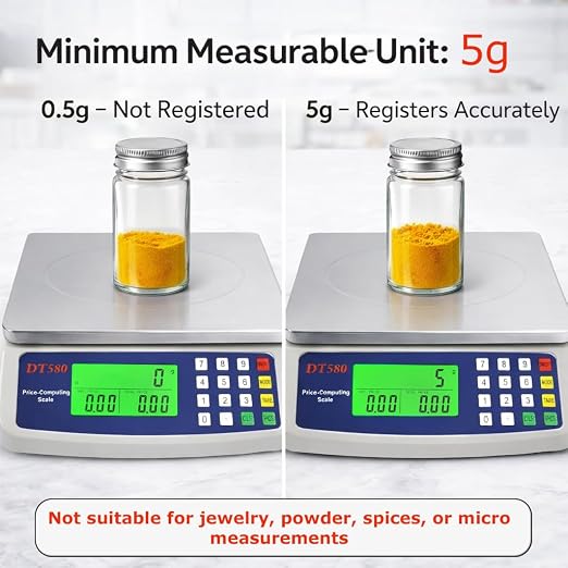 Large Digital Kitchen Scale 40kg/88lb Stainless Steel Price Computing Scale Counting Scale Deli Scale with LCD Display for Baking Bread Cooking Meat Prep Parts and Coins Adapter Included