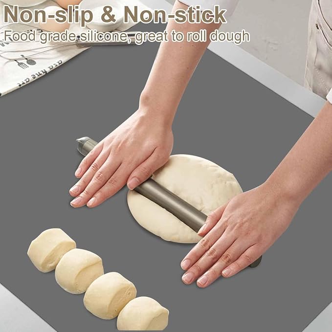 32"x24"(80cmx60cm) Large Silicone Mat for Kitchen Counter, Non-Slip Heat Resistant Countertop Protector, Waterproof Multipurpose Mat for Kitchen Island, Dark Gray