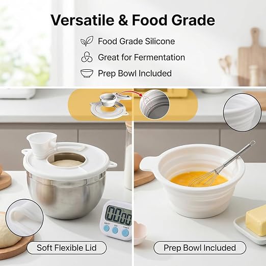 3PC Silicone Flour Funnel for Kitchen Aid Mixer Kitchen Aid Bowl Covers Mixer Bowl Cover,Kitchen Aid Bowl Cover Prevents Food from Spilling Over,Funnel for Kitchen Aid Mixer Foldable Wide Mouth Design