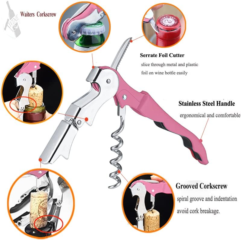 Professional Waiter Corkscrew Wine Openers Set(2PCS), Heavy Duty Stainless Steel Hinges Wine Key for Restaurant Waiters, Sommelier, Bartenders