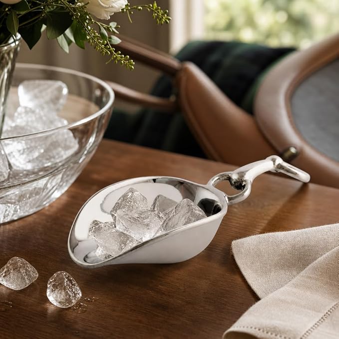 Arthur Court Equestrian Bit Handle Ice Scoop - Sand Casted and Hand Polished Aluminum - Perfect for Serving Ice and Dry Goods - 8 Inch Long