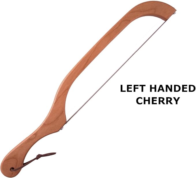 Out of the Woods of Oregon Bread and Bagel Slicer Bow Saw Bread Knife for Home Made Bread - Choose from Right Handed or Left Handed (CHERRY - LEFT HANDED)