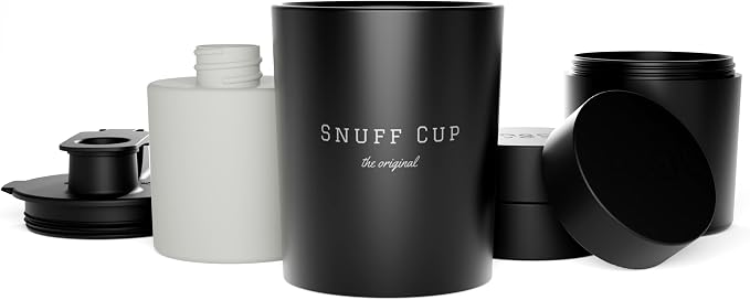 Snuff Cup Pro Spittoon with Discreet Storage fits Up to Three Oversized Cans, Portable Spit Cup with Built-in Can Opener (16 Ounce, Pro V3)