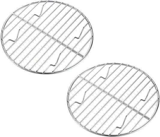 CAMPINGMOON 2pcs Round round cooling rack 304 Stainless Steel Cooking Grid Grill (φ6.7 inches, W17-2P)