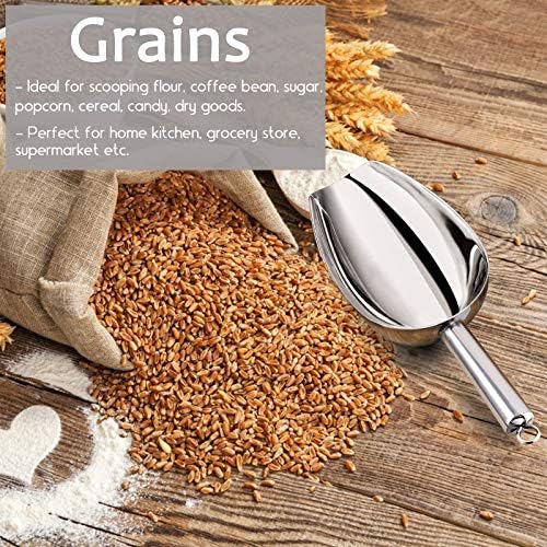 E-far Metal Ice Scoop Set of 2, 8 Ounces Kitchen Ice Scooper for Ice Maker