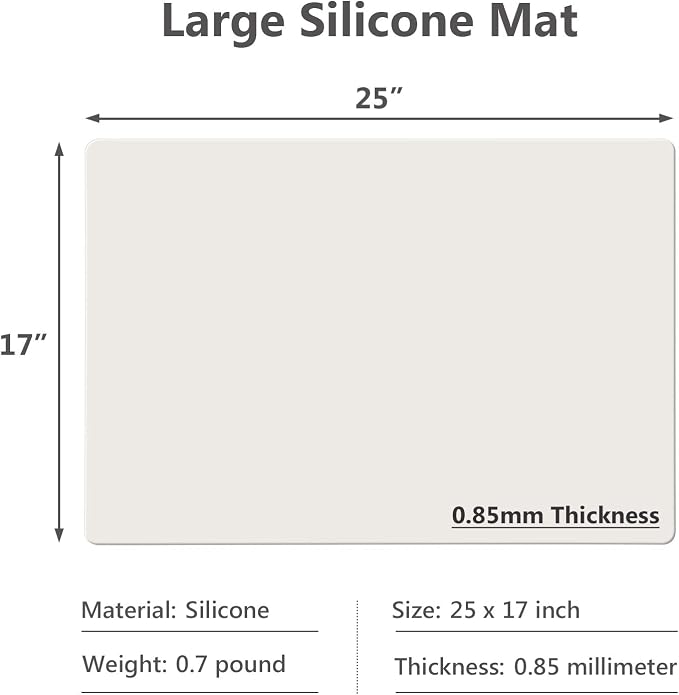 25"x 17"x 0.03" Silicone Mats for Kitchen Counter, Large Silicone Countertop Protector, Nonskid Heat Resistant Desk Saver Pad, Multipurpose Mat, Placemat, Beige