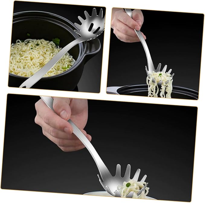 BESTOYARD Stainless Steel Pasta Server Spoon Noodle Strainer for Cooking Ramen Spaghetti Easy to Clean