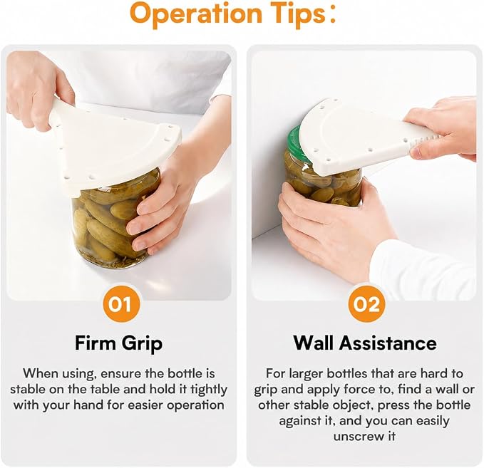 Jar Opener for Weak Hands & Seniors with Arthritis, Easy Twist | Effort-Saving Jar Opening for Large & Tight Lids, Extended Non-Slip Handle, Easy to Use, 3-in-1 Kitchen Tool