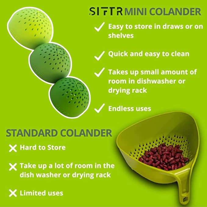 (MUSHROOM) Nesting Can Strainer Mini Colander Set - Space Saving Small Colanders and Strainers - Multi Use Kitchen Gadget - Silicone Can Strainer