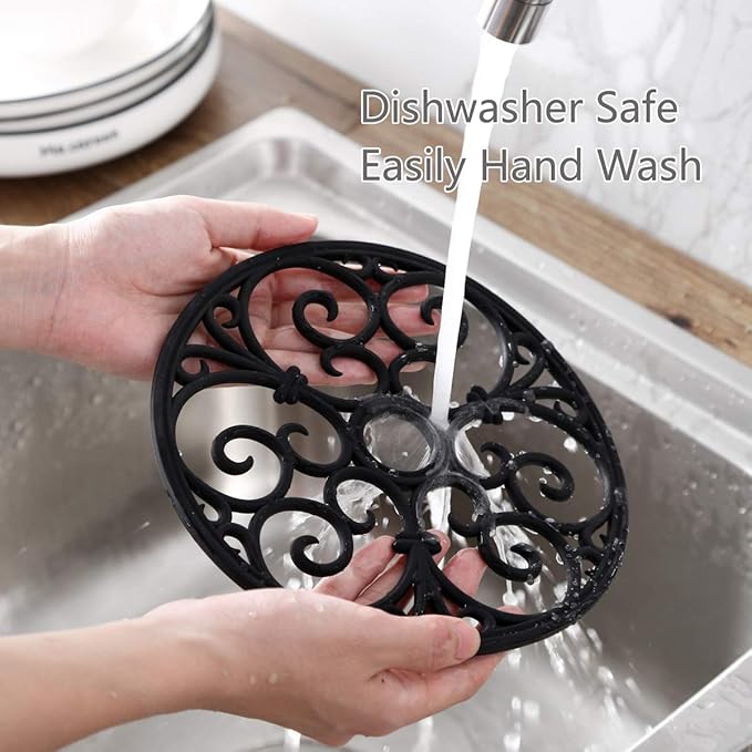 Silicone Trivet Mat - Non-Slip & Heat Resistant Kitchen Pads for Countertops & Table - Trivets for Hot Dishes & Cookware - Pot Holder for Pots & Pans - White, Set of 3