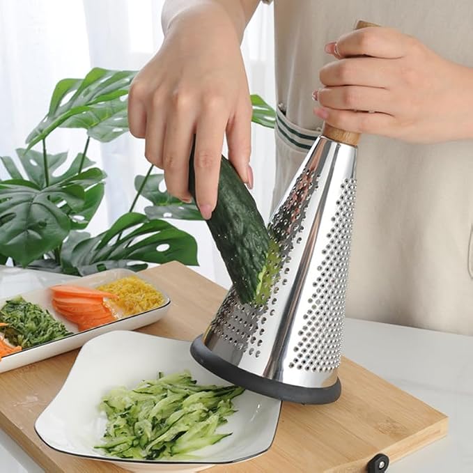 Kitchen Grater Potato Grater Fruit Chopper Home Tools Cheese Grater Vegetable Stripper Handle Cheese Graters Cone-Shaped Vertical Kitchen Accessory Wood