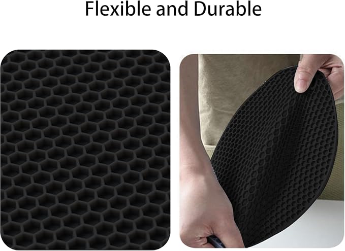 Silicone Non-Slip, Heat Resistant & Water-Trapping Trivet Mats for Hot Pots & Pans & Dishes & Cookware, Multipurpose Kitchen Table Coaster, 7.1 Inch, 2 Pcs, Black