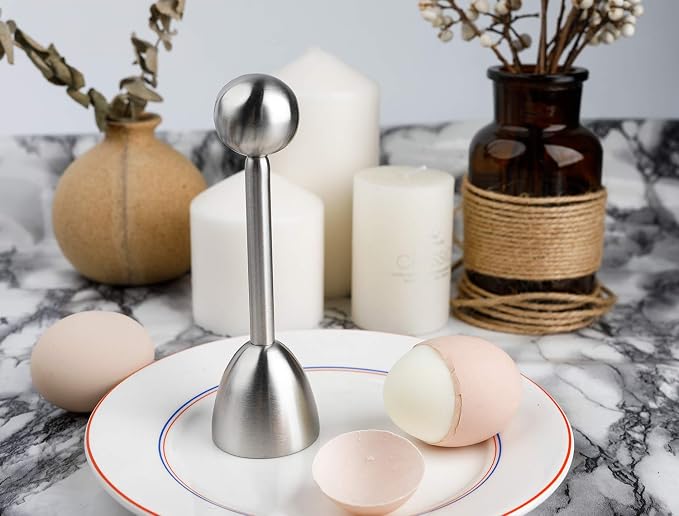 Egg Cracker Topper Cutter for Soft Boiled Eggs Stainless Steel Shell Remover Separator Kitchen Tool