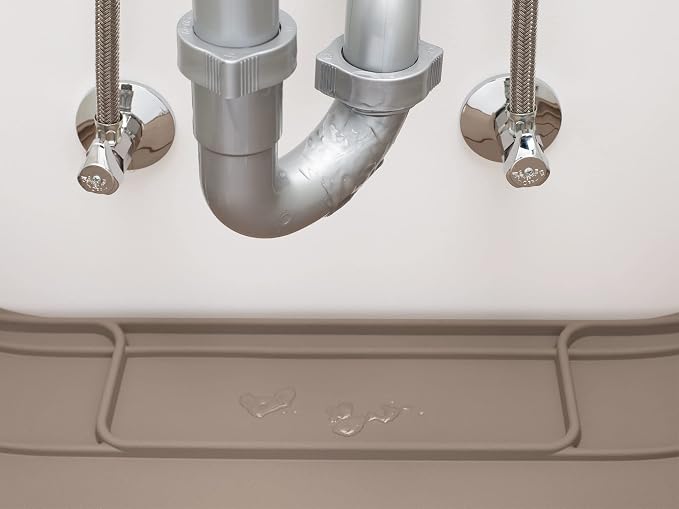 WeatherTech Sink Mat - Waterproof Under Sink Liner Mat for Kitchen Bathroom – 46” x 22” Inches - Durable, Flexible Tray – Home Undersink Organizer Must Haves, Tan, Made from Plastic