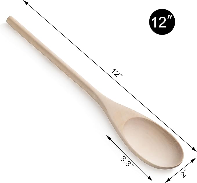 New Star Foodservice 42603 Classic Wood Kitchen Spoons Mixing Spoons, Birch Wood, Set of 3