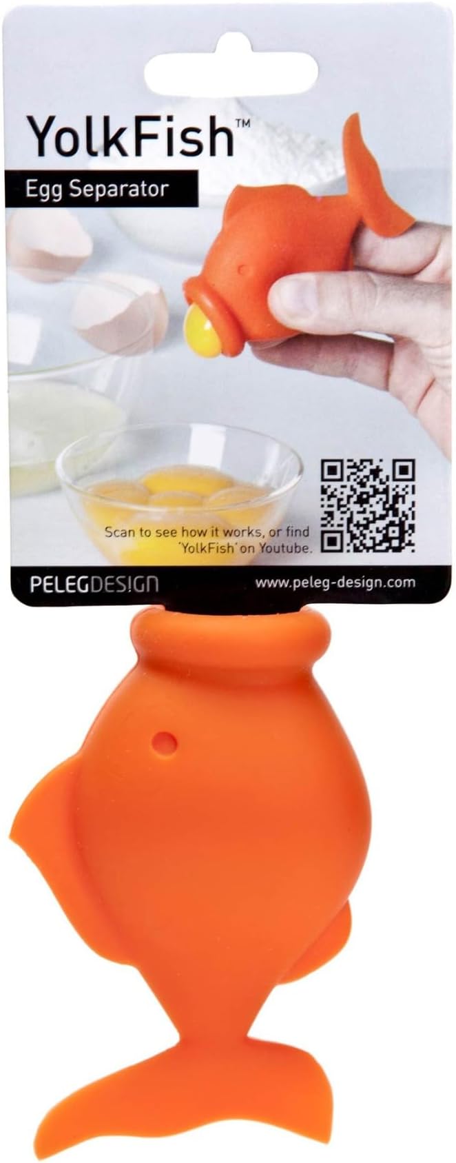 Peleg Design Egg Separator for Raw Eggs – Silicone Egg Yolk and White Separator, YolkFish Lips Swallow Release – Cute Kitchen Tool Gadget for Cooking/Baking