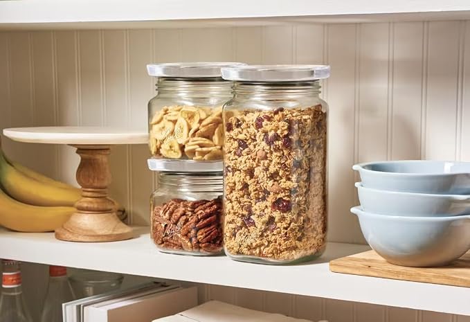 Ball 3 Jar Set, Stack & Store Jars with Airtight Stackable Lid, (2) 4 Cup and (1) 9.9 Cup