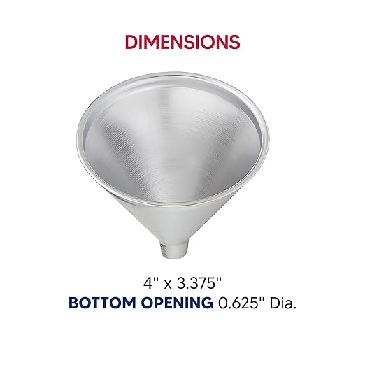 HIC Kitchen Wide-Mouth Aluminum Funnel for Liquids and Dry Goods, 8-Ounce