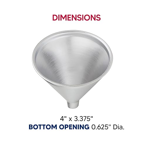 HIC Kitchen Wide-Mouth Aluminum Funnel Set for Liquids and Dry Goods, Set of 3, Includes 2-Ounce, 8-Ounce, and 12-Ounce