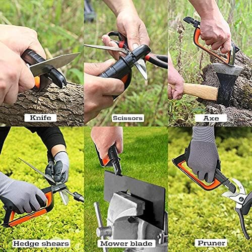 SHARPAL 191H Pocket Kitchen Chef Knife Scissors Sharpener with SHARPAL 103N Knife Garden Tool Lawn Mower Blade Axe Hatchet Machete Scissors Sharpener