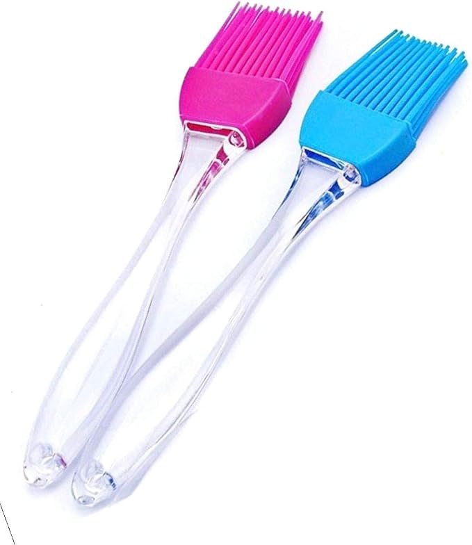 Set of 2 Kitchen Silicon Flat Pastry Brush Multi Purpose Silicon Oil Cooking Brush for Grilling, Tandoor and BBQ (Multicolor)