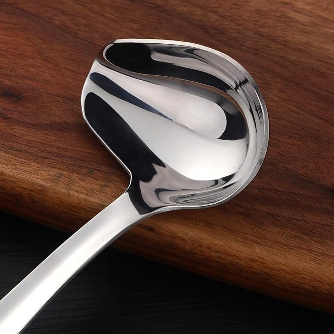 6 Pcs Silver Soup Spoon, Stainless Steel Titanium Plated Table Spoons, Durable Soup Spoon for Soup Cereal Sauces Stews-Dishwasher Safe(8.7 inches/22cm)