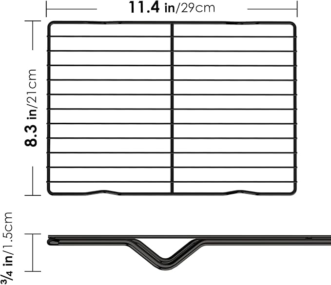 2 Pack Cooling Rack for Baking, 8.3" x 11.4" Stainless Steel Grill Rack, Small Grid Baking Rack for Baking Cooking Roasting Oven (Black)