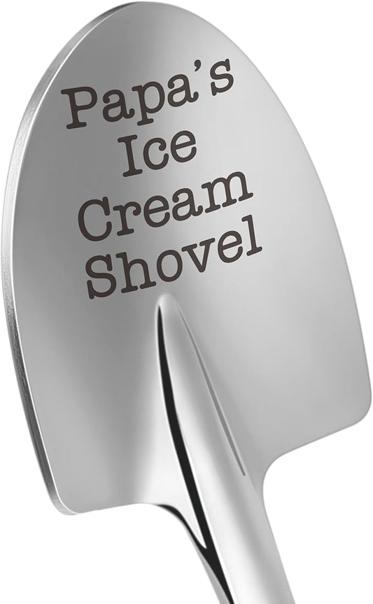 Papa Grandpa Gifts for Birthday, Papas Dad Christmas White Elephant Gifts, Funny Papa's Ice Cream Shovel Spoon Presents for Daddy Father Step Bonus Dad Grandfather from Daughter Son Grandkids