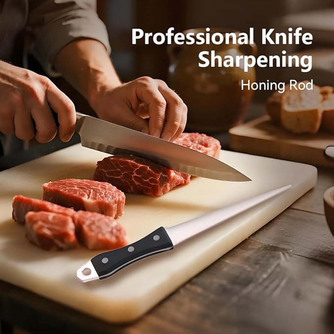 Kota Japan 10.6 in. Professional Diamond Knife Sharpening Rod or Stick with Wooden Handle. Kitchen, Home or Hunting. Master Chef, Hunter or Home Gourmet. Steel Blade Sharpener Honing Rod.