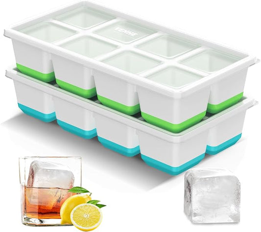 VEHHE Ice Molds, 3 Pack Easy-Release & Stackable Whiskey Ice Cubes Mold for Drinks and Cocktails (Blue+Green)