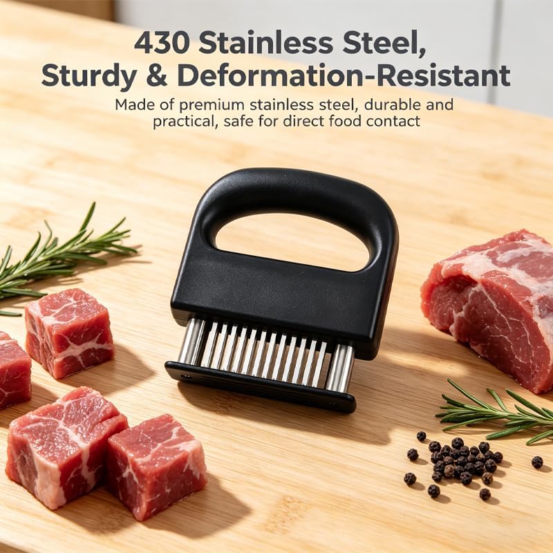 Meat Tenderizer 48 Blade Stainless Steel Needle Meat Tenderizer Tool, Steak Tenderizer for Beef Chicken Pork, Manual Meat Tenderizing Tool for Kitchen BBQ Cooking (2)