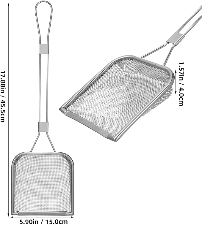 Stainless Steel Skimmer Spoon 16.92In Fine Mesh Oil Skimmer Ladle for Cooking Frying Hot Pot Fat Strainer Kitchen Utensil with Hanging Hole