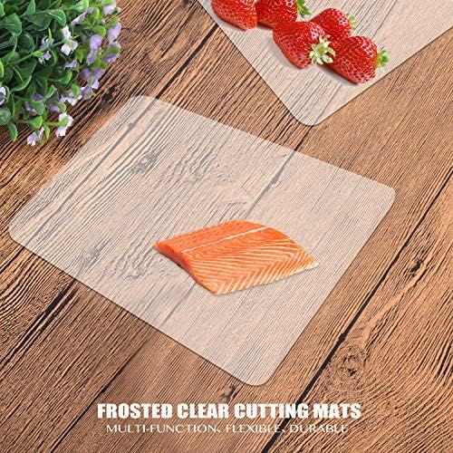 Plastic Cutting Board Set of 7, Frosted Clear Flexible Cutting Mats, BPA-Free, Non-Porous, Dishwasher Safe, Transparent