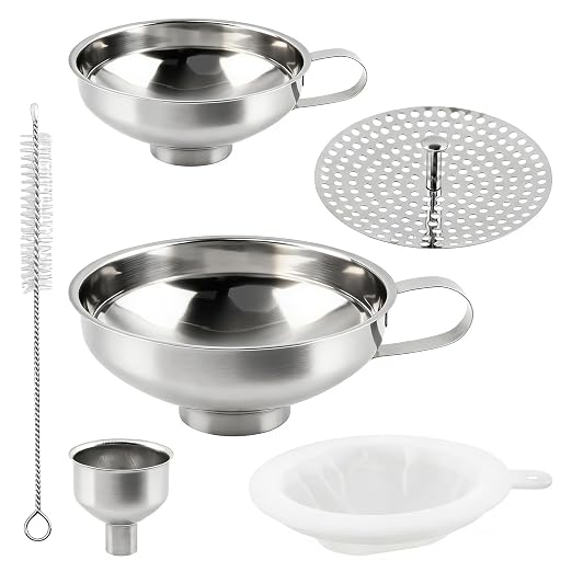 Stainless Steel Canning Funnels for Filling Mason Jars, Wide Mouth Funnels for Kitchen Use, Kitchen Gadgets Canning Supplies Kit - 5 Pack