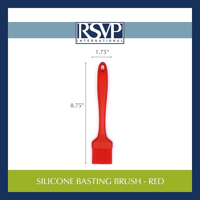 RSVP International Silicone Basting Brush, Red, 8.75" | Gently Spreads Butter, Sauces, Marinades, & More | Dishwasher Safe & Heat Resistant | BBQ Grill, Baking, Preparing Meats
