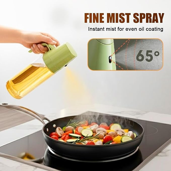 AIIONP 2 in 1 Glass Oil Sprayer & Dispenser, 2026 Premium Olive Oil Dispenser Bottle for Kitchen, Food-grade Oil Spray Bottle for Cooking, Air Fryer, Frying, BBQ (Green-500ml)