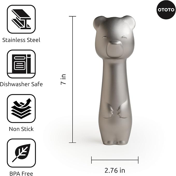 OTOTO Ice Cub Bear Ice Cream Scoop - Cool Kitchen Gadgets, White Elephant Gifts, Cute Kitchen Accessories, Funny Gifts, Stainless Steel Ice Cream Scooper, Cookie Dough Scoop, Cookie Scoop (Silver)
