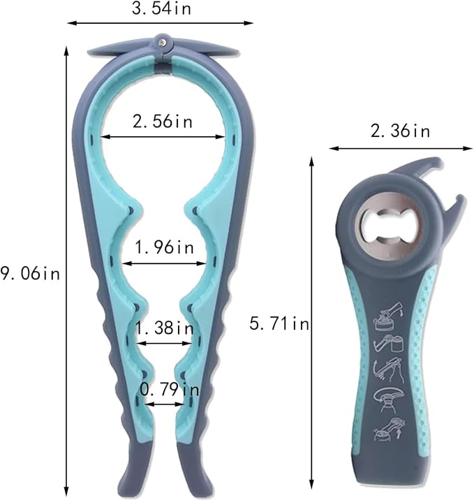 Bottle Opener for Arthritic Hand,Jar Opener for Old People, Children, Women, Those with Weak Hands,Multifunctional Kitchen Gadgets (04-Blue)