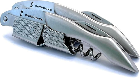 [2-Pack] CARBON-E6 Premium-Grade Waiter's Corkscrew Wine Bottle Opener (The ultimate tool for bartenders, servers, sommeliers, connoisseurs, enologists, and all wine enthusiasts)
