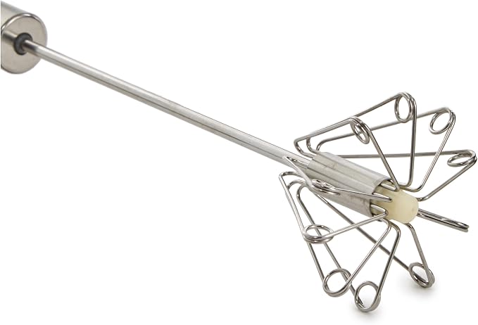 BergHOFF Essentials Stainless Steel 14" Miracle Whisk, Rotate Balloon Head, Soft-touch Handle, Beating Eggs, Dough, Mixing, Stirring, Black